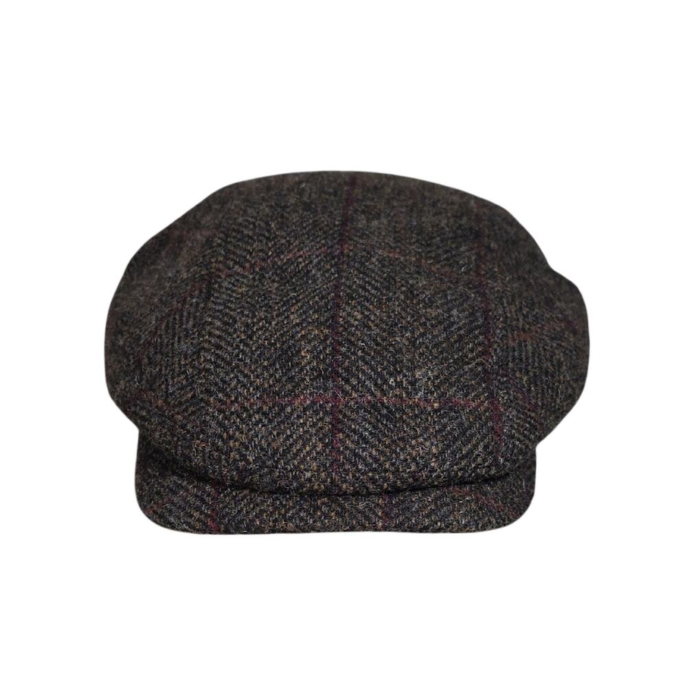 Mucros Weavers Irish Tweed Flat Cap Herringbone Brown Mens Size Large